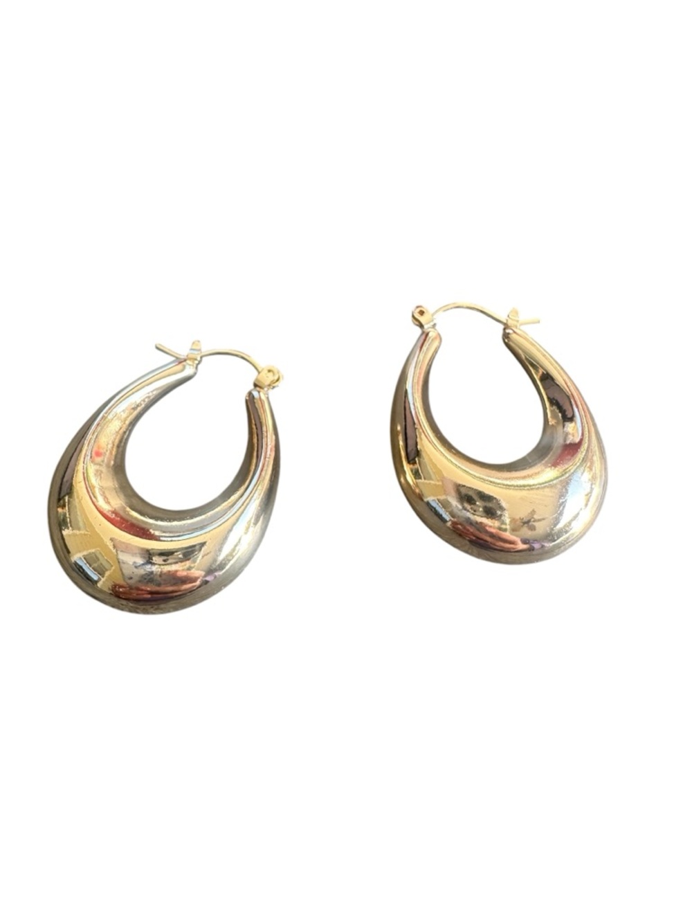 Chunky Gold Hollow Hoop Style Drop Earrings
